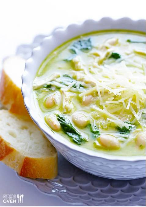 Image of pesto chicken soup